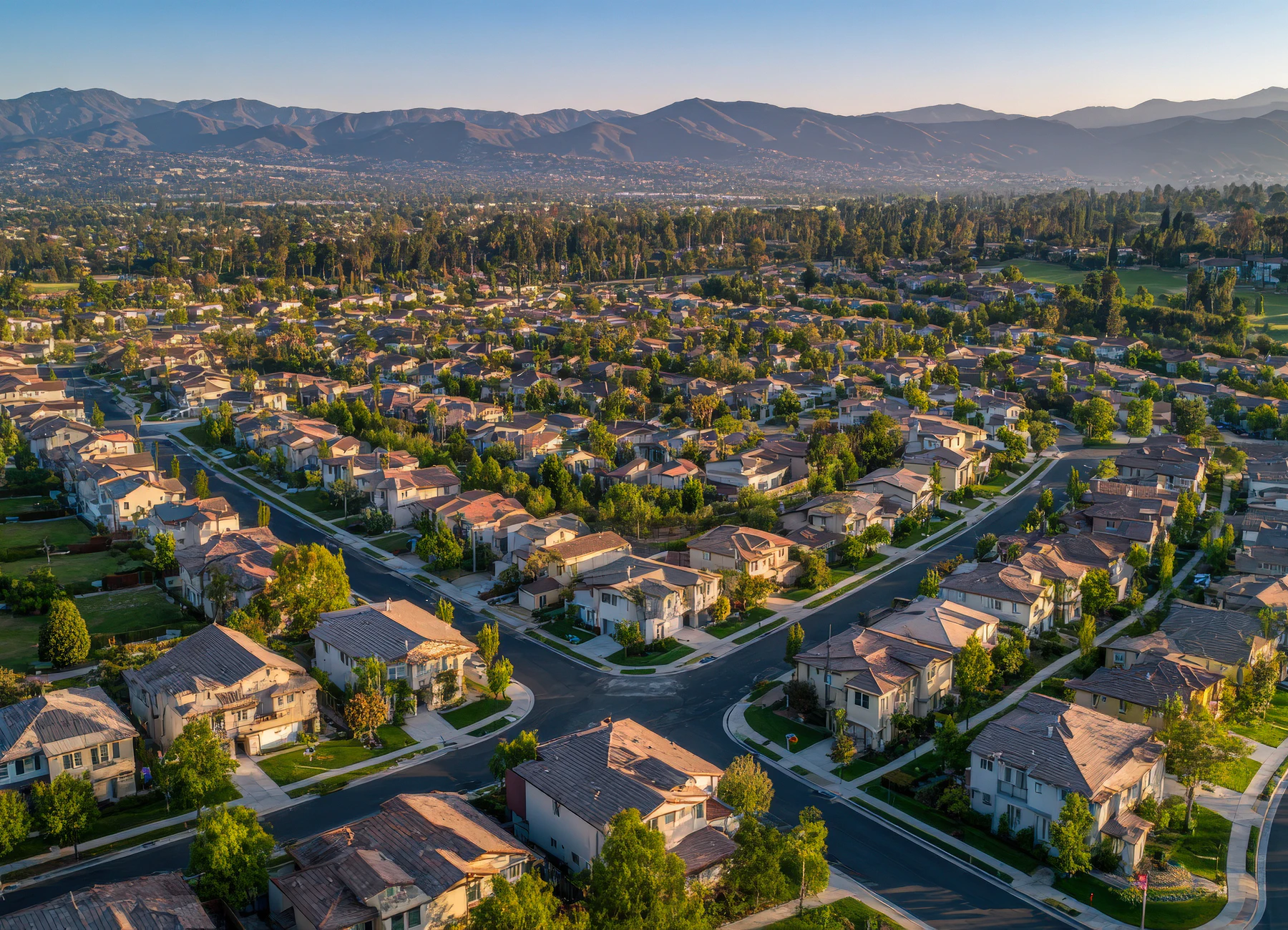 California residential community set against San Fernando Valley foothills