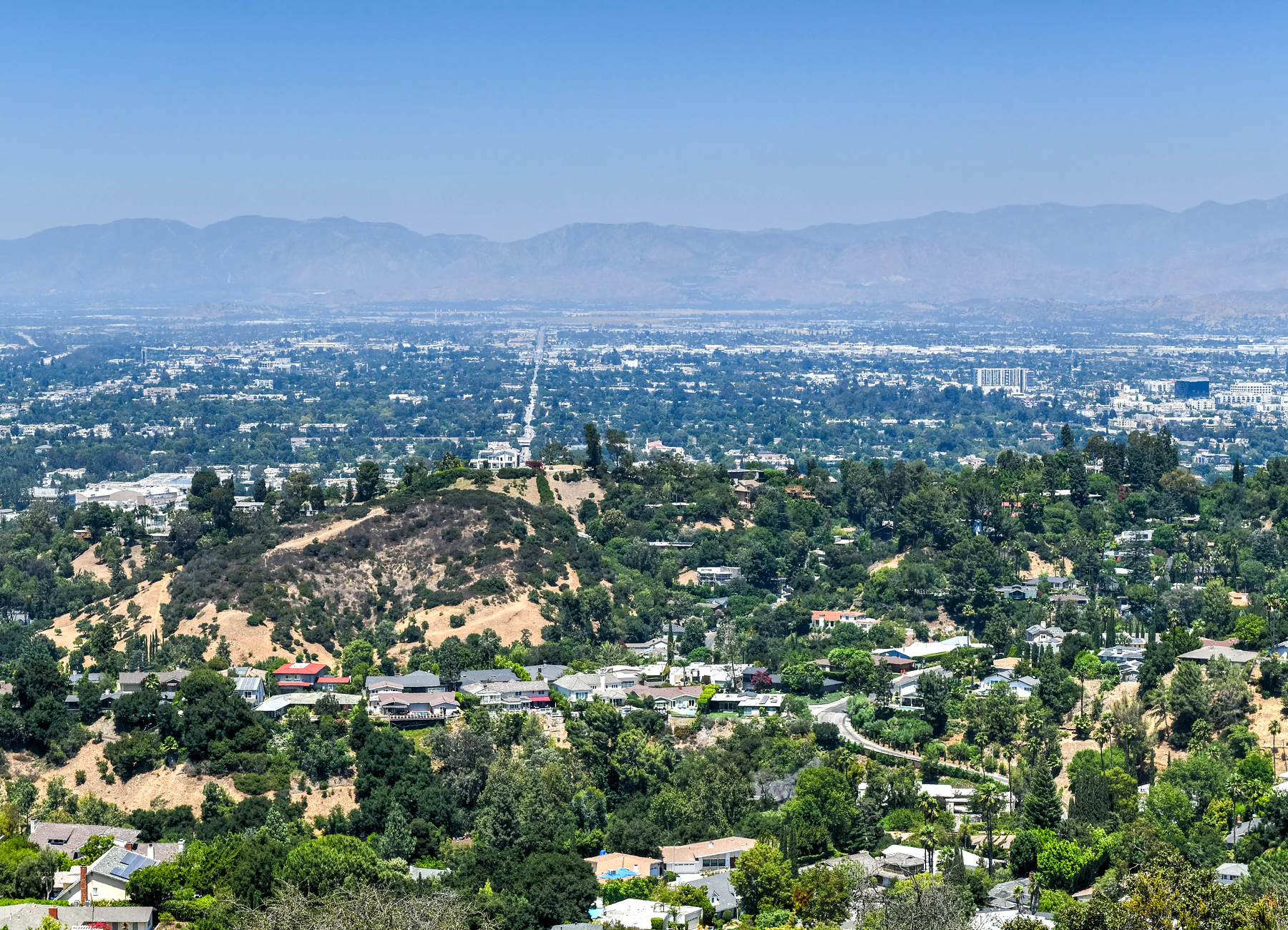 West San Fernando Valley view from Mulholland Drive near Woodland Hills